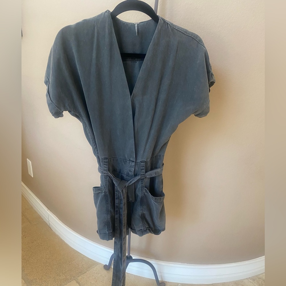 Gray Utility Short Romper with Relaxed Fit